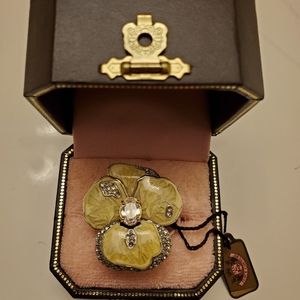Juicy Couture Flower white enamel and crystal ring